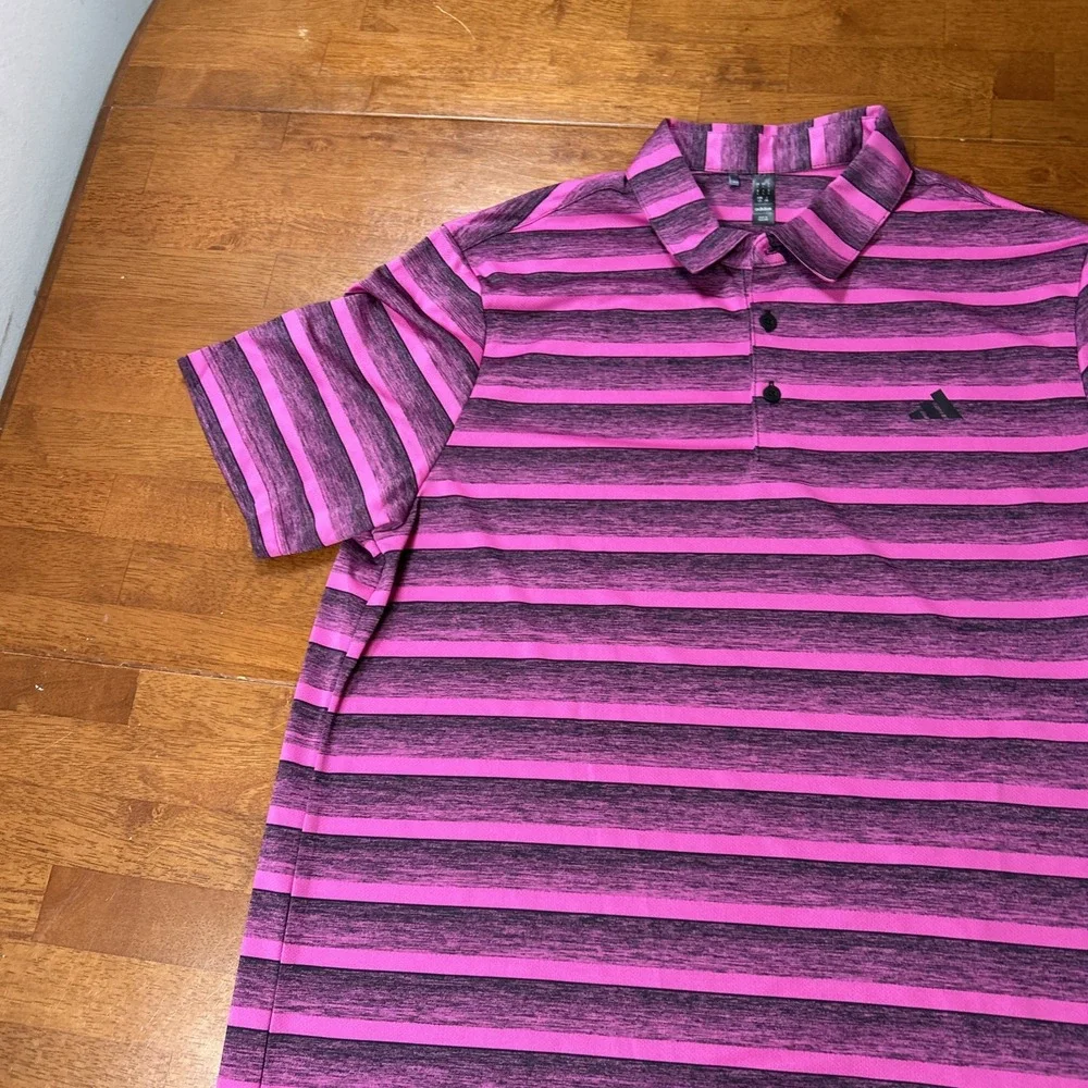 Adidas Polo Shirt Men's Size Large Golf Pink Purple